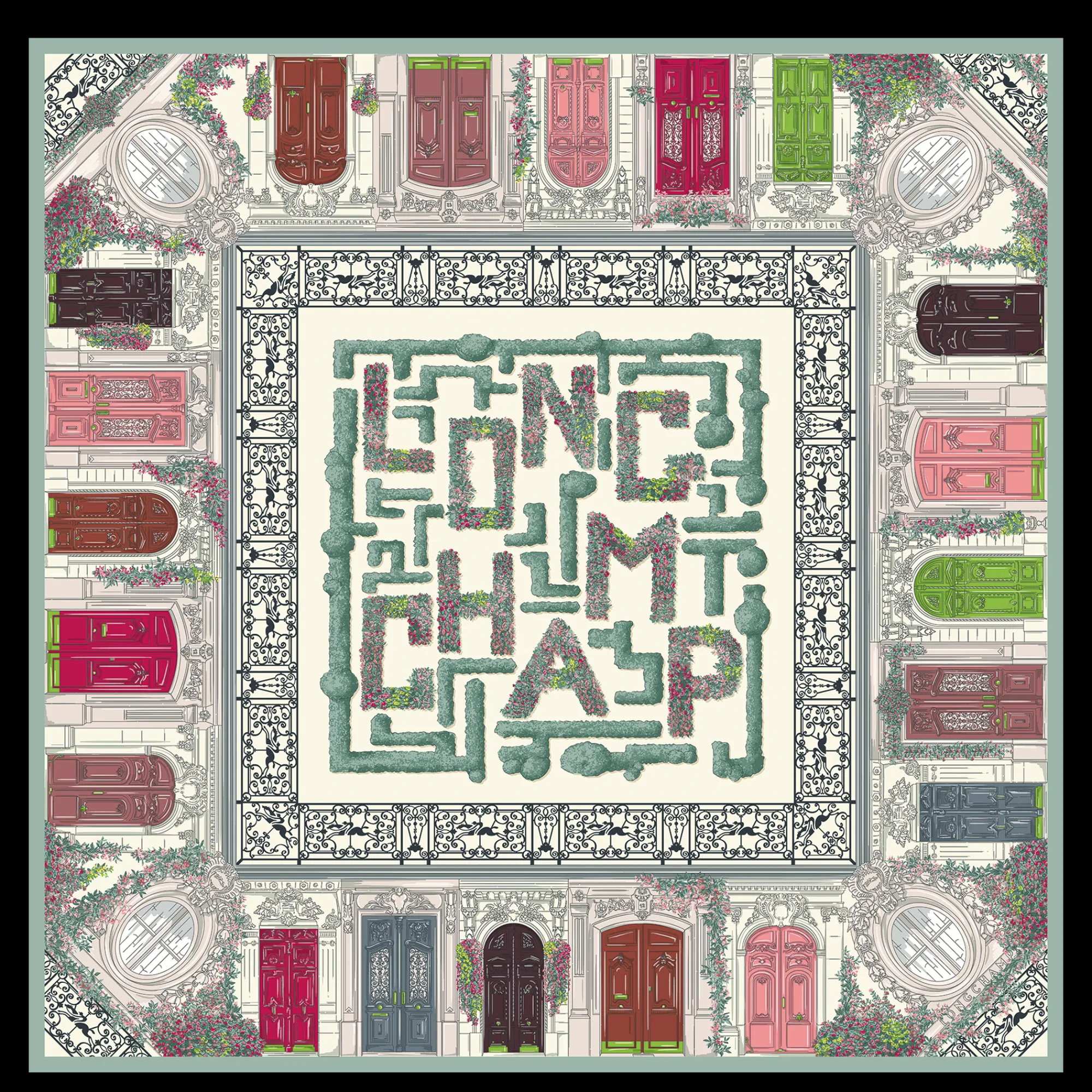 Hot Longchamp Carré De Soie 90 Jardin Parisien Céladon