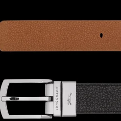Sale Longchamp Ceinture Homme Le Foulonné Noir/Caramel