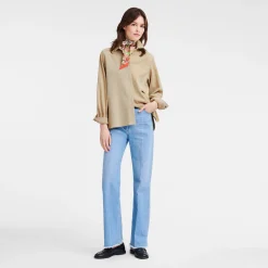 New Longchamp Chemise En Cuir Lin