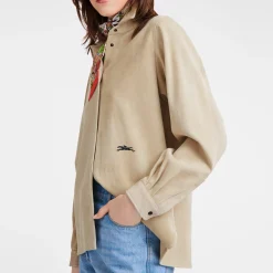 New Longchamp Chemise En Cuir Lin