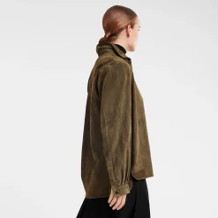 Clearance Longchamp Chemise En Cuir Kaki
