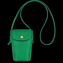 Sale Longchamp Etui Téléphone Avec Cordon Épure Vert