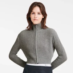 Best Longchamp Gilet Court Col Zippé Gris