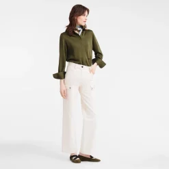 Sale Longchamp Pantalon Ecru