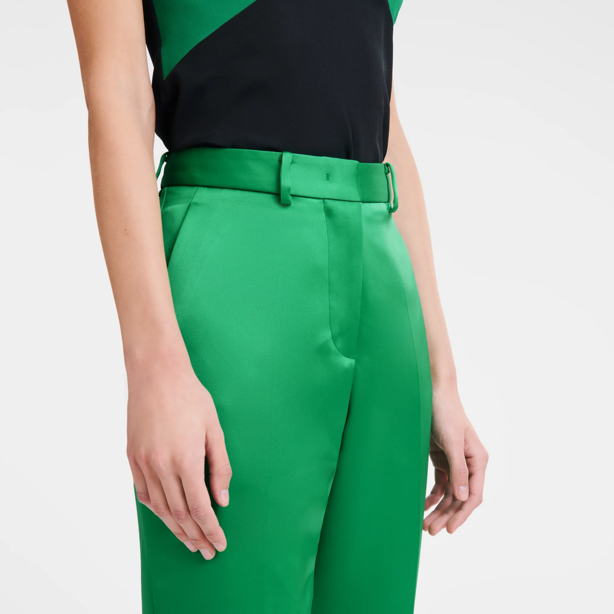 Clearance Longchamp Pantalon Droit Vert