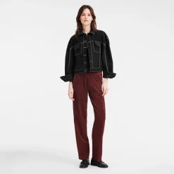 Best Longchamp Pantalon En Cuir Bordeaux