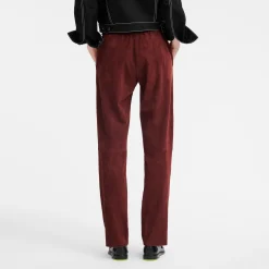 Best Longchamp Pantalon En Cuir Bordeaux