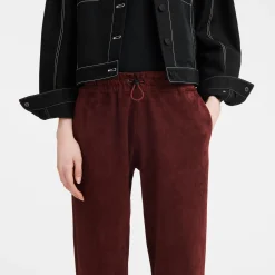 Best Longchamp Pantalon En Cuir Bordeaux