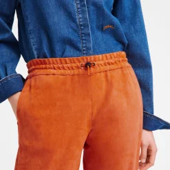 Sale Longchamp Pantalon En Cuir Orange