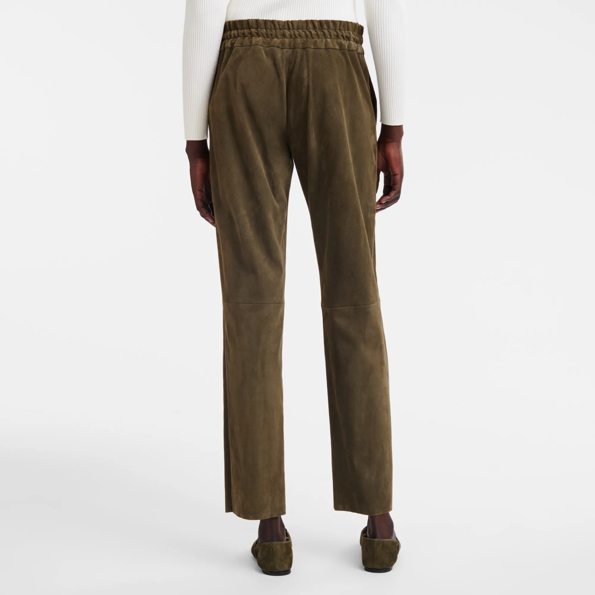 Online Longchamp Pantalon En Cuir Kaki