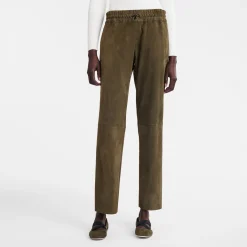 Online Longchamp Pantalon En Cuir Kaki