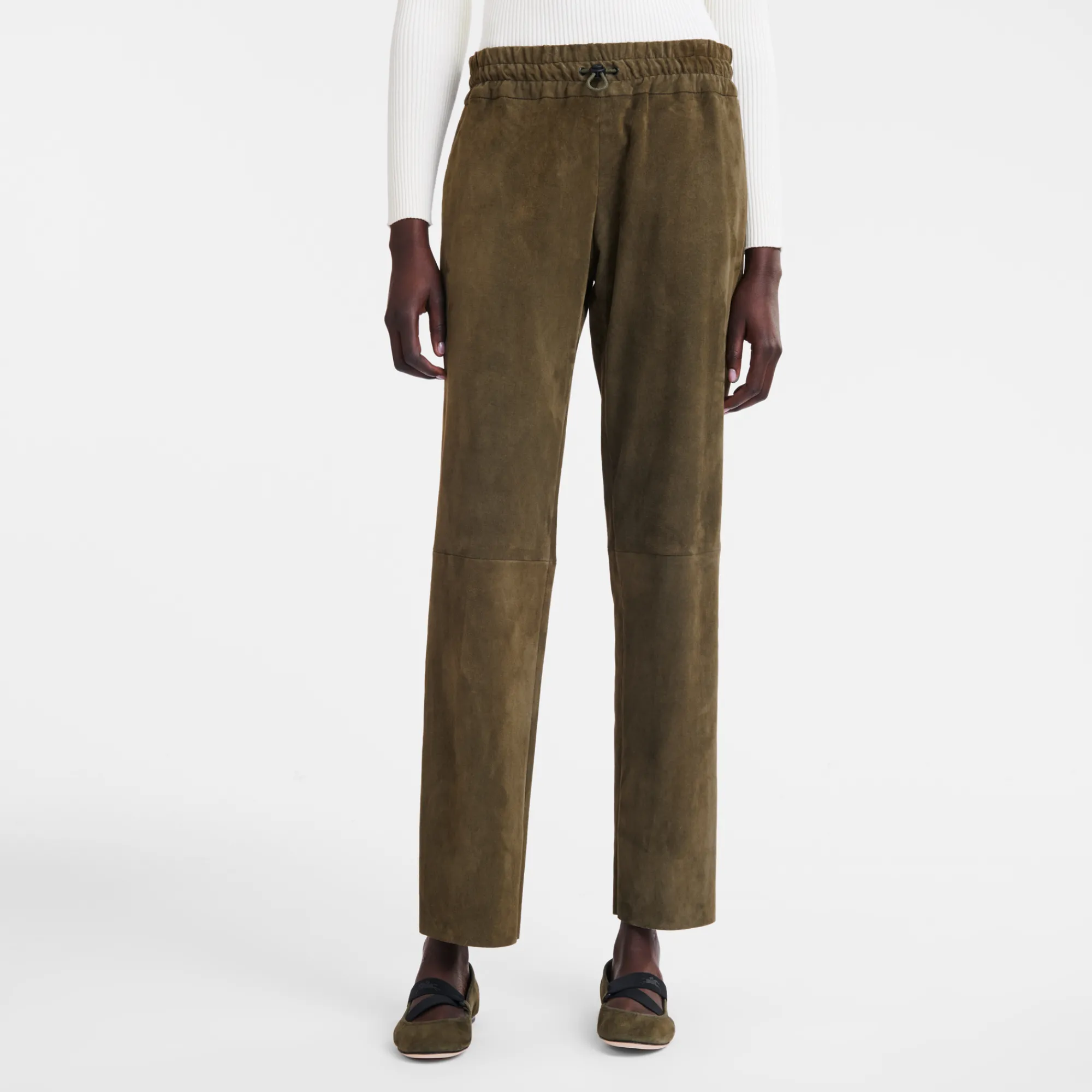 Online Longchamp Pantalon En Cuir Kaki