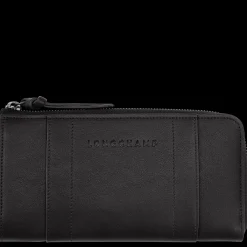 Hot Longchamp Portefeuille Zippé 3D Noir