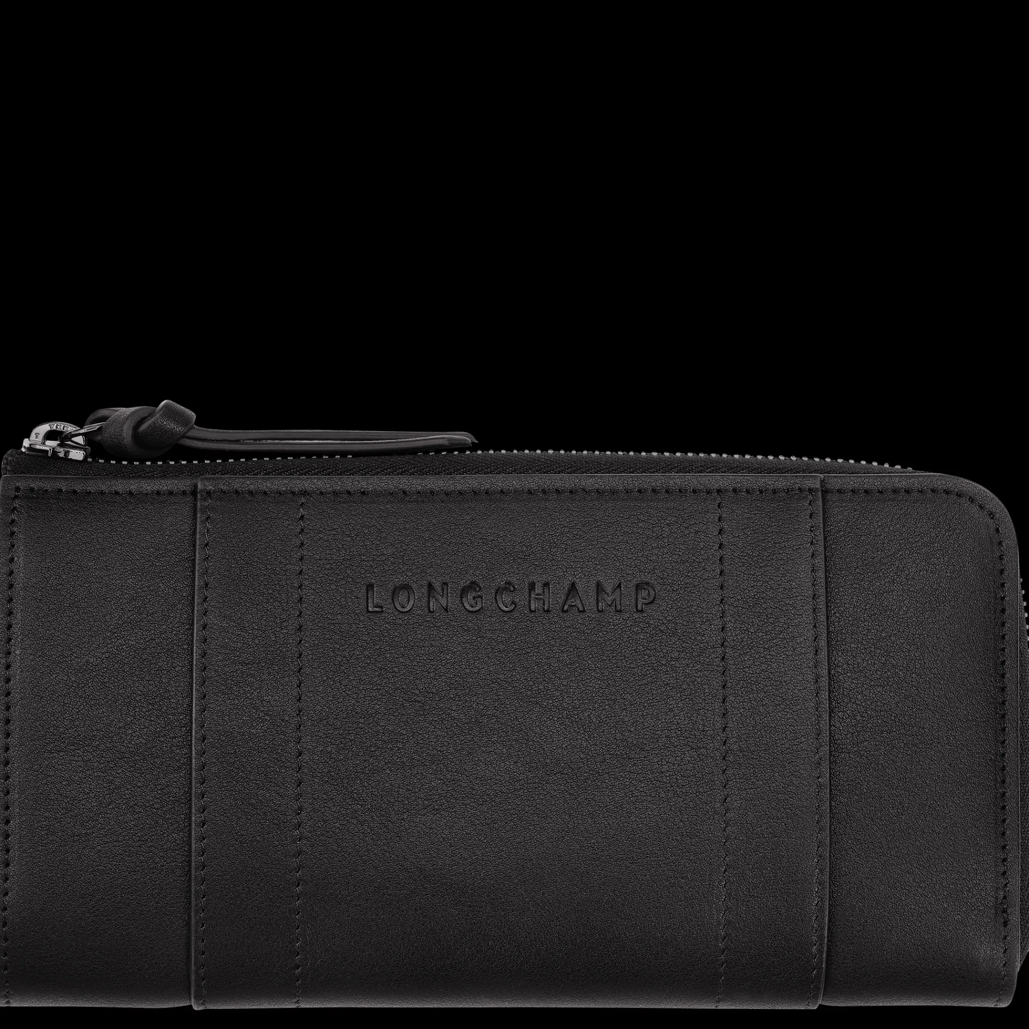 Hot Longchamp Portefeuille Zippé 3D Noir