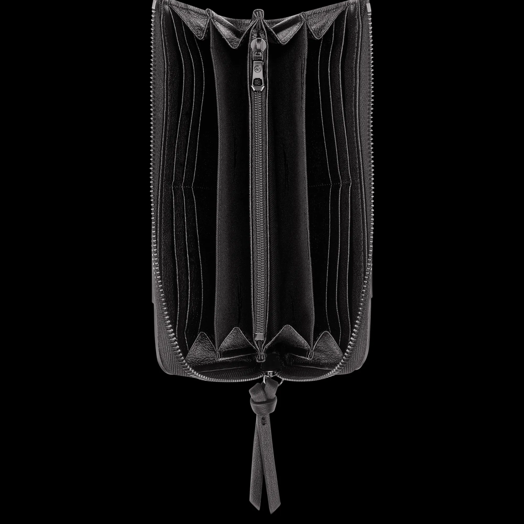 Hot Longchamp Portefeuille Zippé 3D Noir
