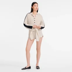 Hot Longchamp Pull Col Polo Ecru
