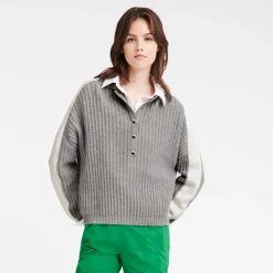 Discount Longchamp Pull Col Polo Gris