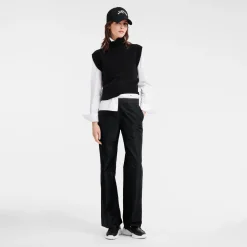 Outlet Longchamp Pull Sans Manche Col Cheminée Noir