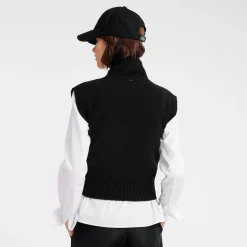 Outlet Longchamp Pull Sans Manche Col Cheminée Noir
