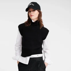 Outlet Longchamp Pull Sans Manche Col Cheminée Noir