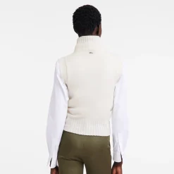 Sale Longchamp Pull Sans Manche Col Cheminée Ecru