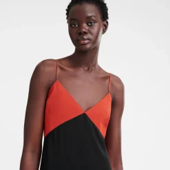 Outlet Longchamp Robe Longue Paprika/Noir