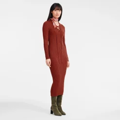 Best Longchamp Robe Longue Ajustée Châtaigne