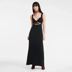 New Longchamp Robe Longue Avec Empiècement Signature Noir