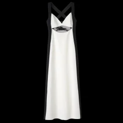 Online Longchamp Robe Longue Avec Empiècement Signature Blanc/Noir