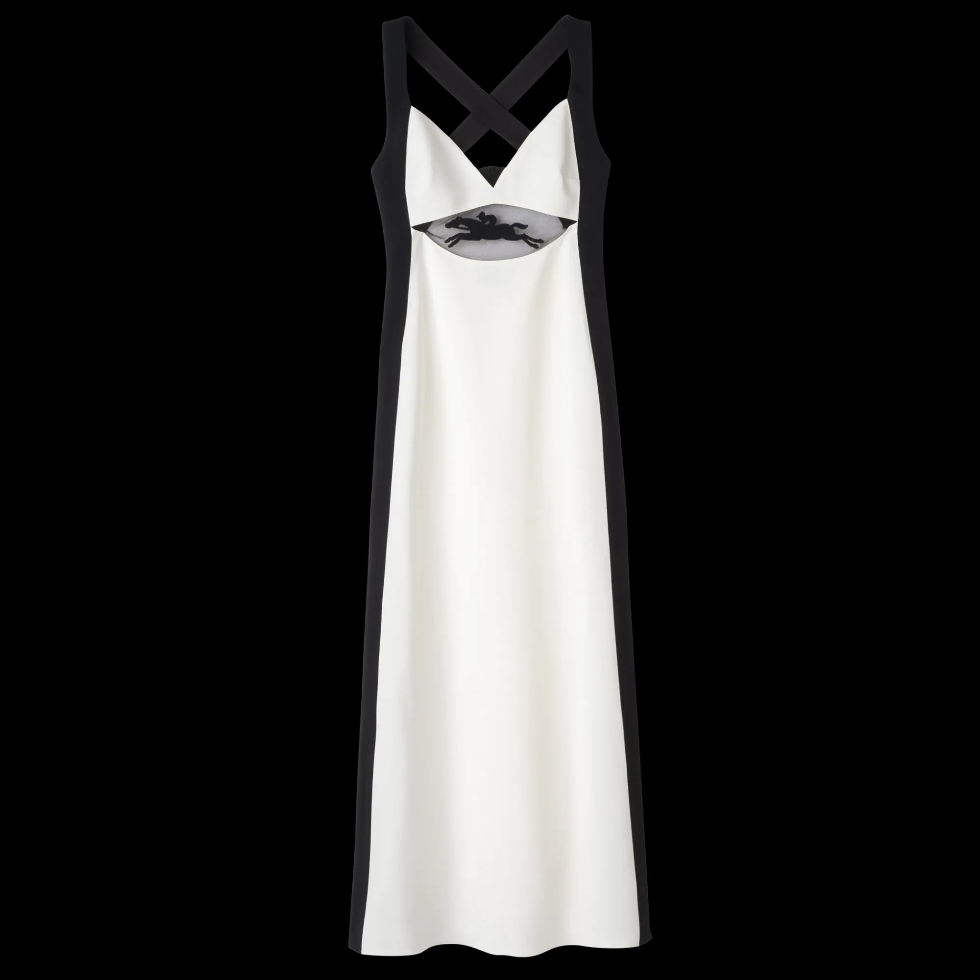 Online Longchamp Robe Longue Avec Empiècement Signature Blanc/Noir