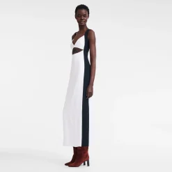Online Longchamp Robe Longue Avec Empiècement Signature Blanc/Noir