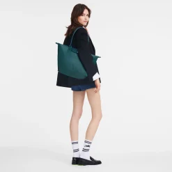 Clearance Longchamp Sac Cabas L Le Pliage Green Paon