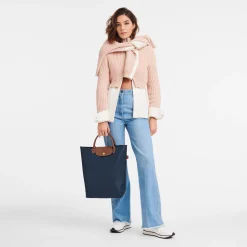 Outlet Longchamp Sac Cabas M Le Pliage Marine
