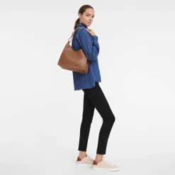 Outlet Longchamp Sac Porté épaule M Le Foulonné Caramel
