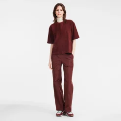 New Longchamp Tee-shirt En Cuir Bordeaux