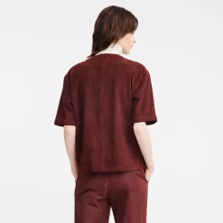 New Longchamp Tee-shirt En Cuir Bordeaux