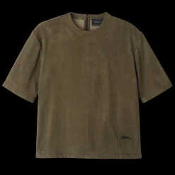 Hot Longchamp Tee-shirt En Cuir Kaki