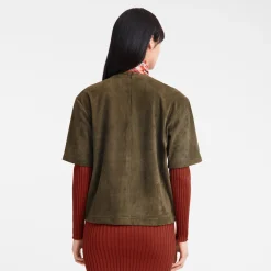 Hot Longchamp Tee-shirt En Cuir Kaki