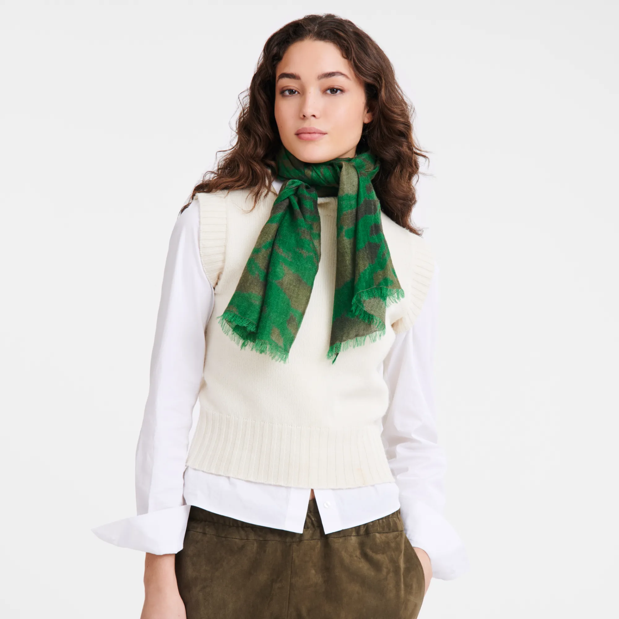 Discount Longchamp Étole Caméo Kaki