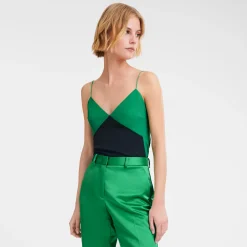 Clearance Longchamp Top à Bretelles Vert/Noir