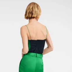 Clearance Longchamp Top à Bretelles Vert/Noir