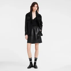 Online Longchamp Veste Oversize à Surpiqures Noir