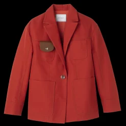 Longchamp Veste Oversize à Surpiqures Paprika