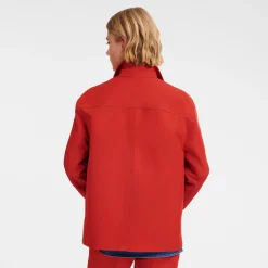 Longchamp Veste Oversize à Surpiqures Paprika